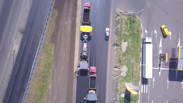 Construction and Repair of Roads. Asphalt Laying. View From Above