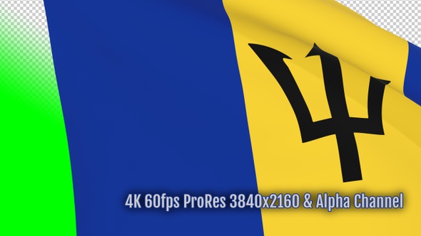 Barbados waving flag transition 4k and 1080 HD footage with alpha channel