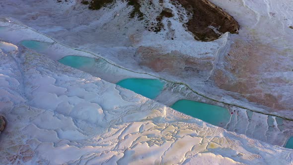 Top View of Thermal Pools of Pamukkale Turkey