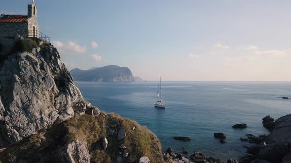 Aerial view of Holy Week Island (sveta nedelja) Petrovac, Montenegro.