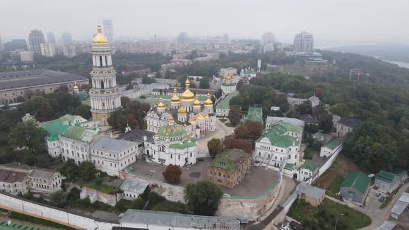 Kyiv, Ukraine Aerial View in Autumn : Kyiv-Pechersk Lavra. Kiev