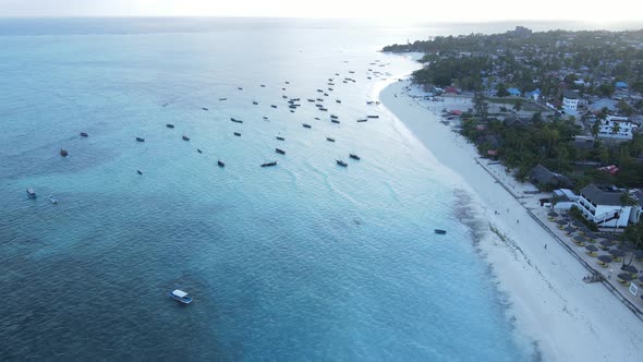 Boats in the Ocean Near the Coast of Zanzibar Tanzania