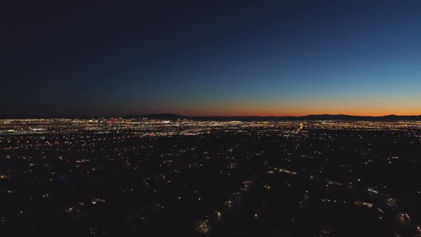 Las Vegas Skyline at Sunrise. Morning Twilight. Nevada, USA. Aerial View