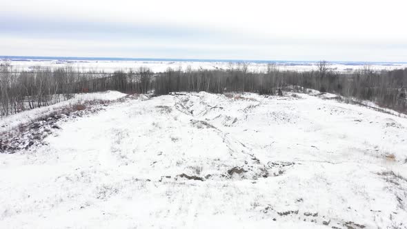 industrial excavation pit in the winter