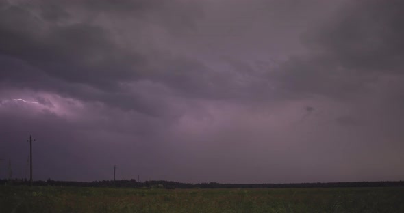 Slow Motion Lightning Strike Thunderstorm Concept