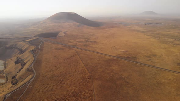 Aerial View of Volcanic Cone on Mars