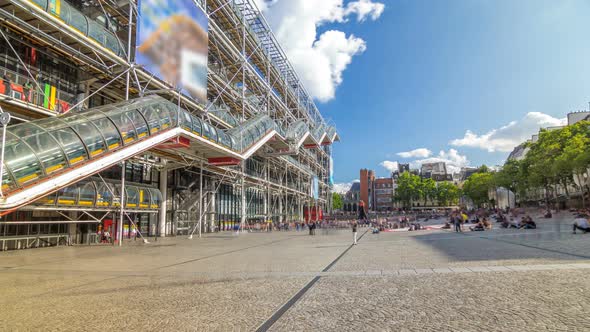 Facade of the Centre of Georges Pompidou Timelapse Hyperlapse in Paris France