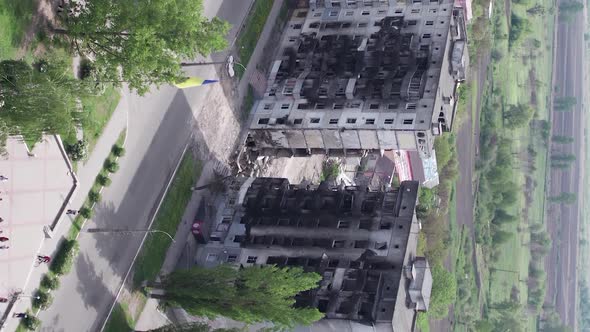 Vertical Video of the Consequences of the War in Ukraine  Burned Cars