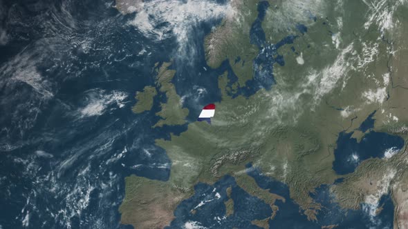 4K Globe Map of Netherlands with a flag (Highlighted)