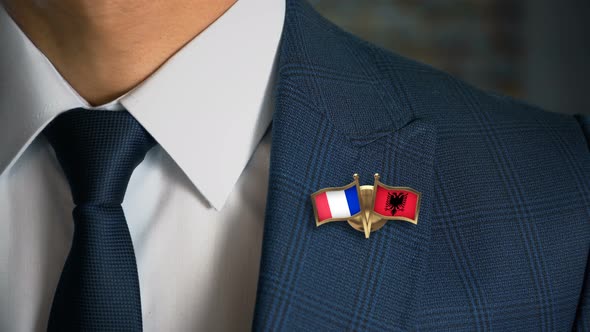 Businessman Friend Flags Pin France Albania