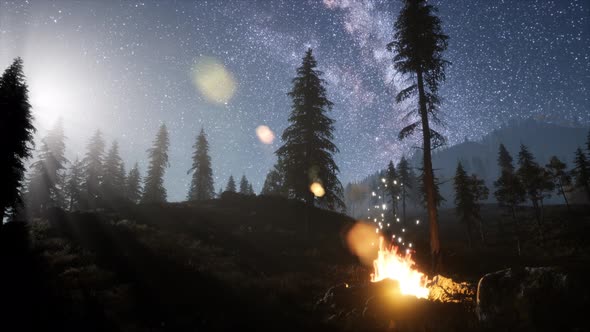 Campfire at Mountain