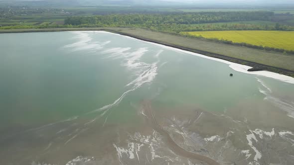 Landfill for Solid Waste of a Thermal Power Plant. Aerial Video of a Crowded Ash Dump. Ash, Slag