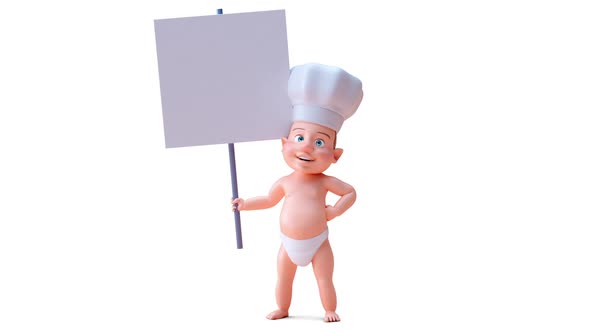 Fun 3D cartoon of a baby chef