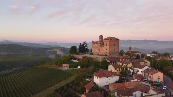 Grinzane Cavour Medieval Castle at Sunset