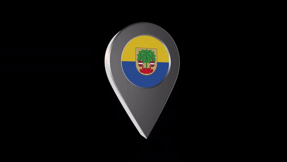 3d Animation Map Navigation Pointer With Flag Of Valmiera (Latvia) With Alpha Channel - 2K