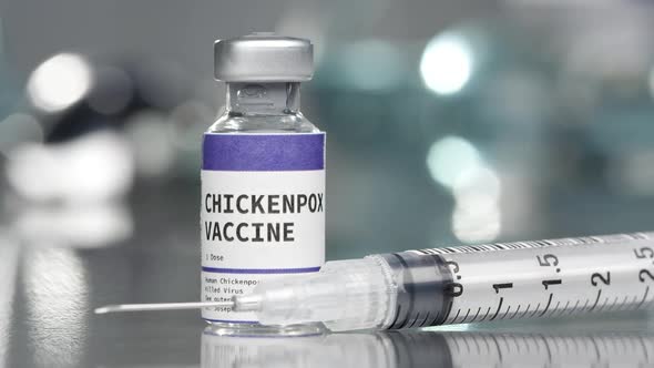 ChickenPox vaccine vial in medical lab with syringe