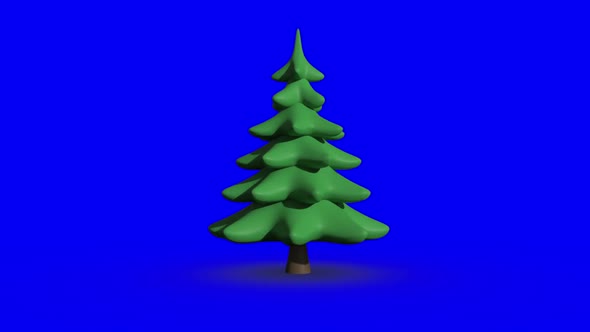 Revolving fir tree on blue screen