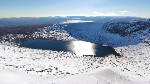 Akademicheskoye Lake in Khibiny Mountains in Winter