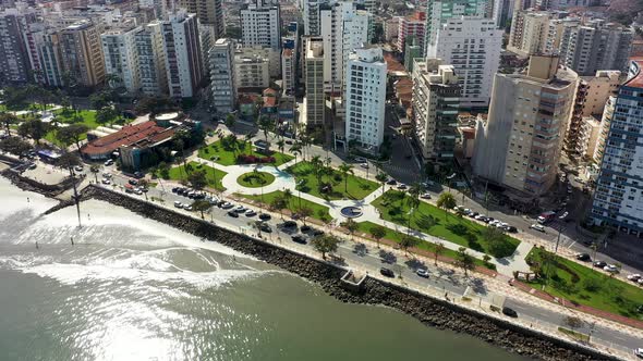 Panorama landscape of coast city of Sao Vicente, state of Sao Paulo, Brazil.