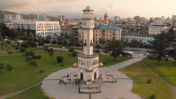 Aerial View of Chacha Clock Tower in Batumi Adjara Georgia