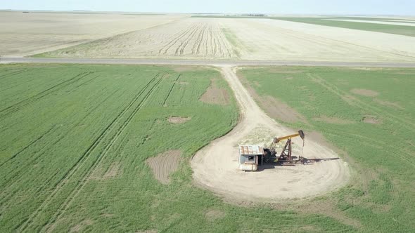 Aerial view of farmlands on Eastern Plains in the Spring.