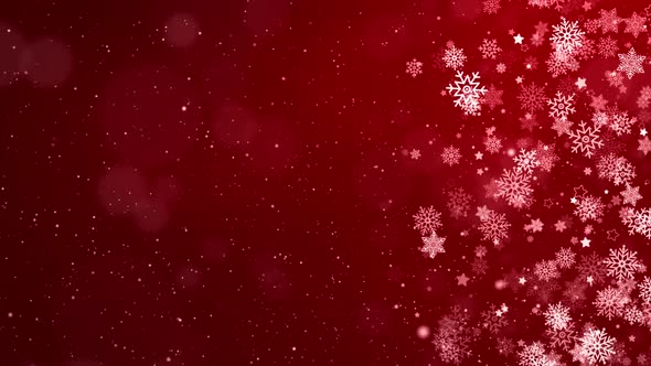 Natural Winter Christmas  with Red snowfall, snowflakes different shapes