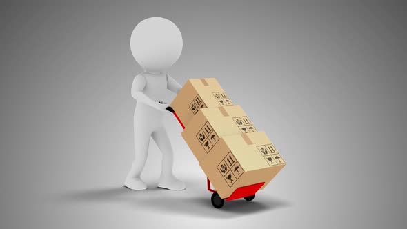 3D Man Porter Moving Boxes Loop With Alpha alt