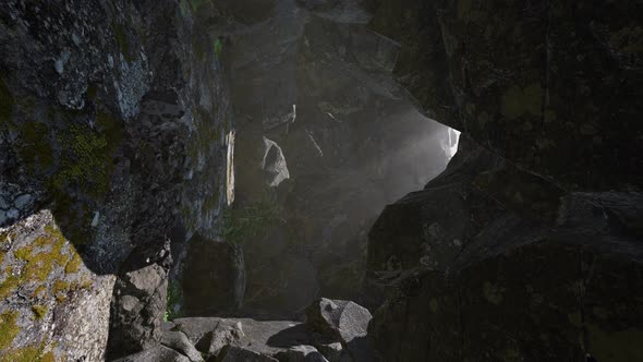 Sun Light Inside Mysterious Cave