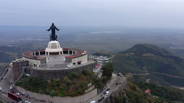 Aerial: Crito Rey, sanctuary, Guanajuato, dronr view