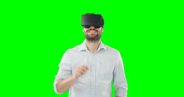 Man using virtual reality headset