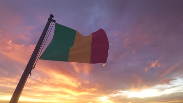 Mali Flag on a Flagpole V3