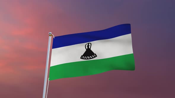 Flag Of Lesotho Waving 4k