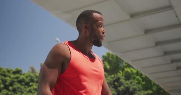 Man exercising in an urban setting