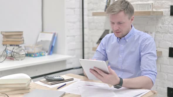 Businessman Excited for Online Success