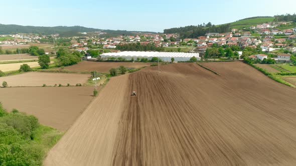 Flying Over Agricultural Landscape