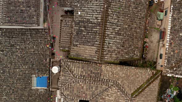 Aerial shot of a small fishing village in Xiapu County in China