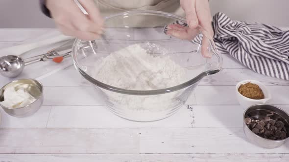 Mixing Ingredients to Bake Chocolate Raspberry Cupcakes