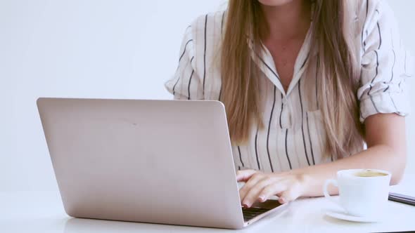 Blonde Business Woman Working at Modern Office