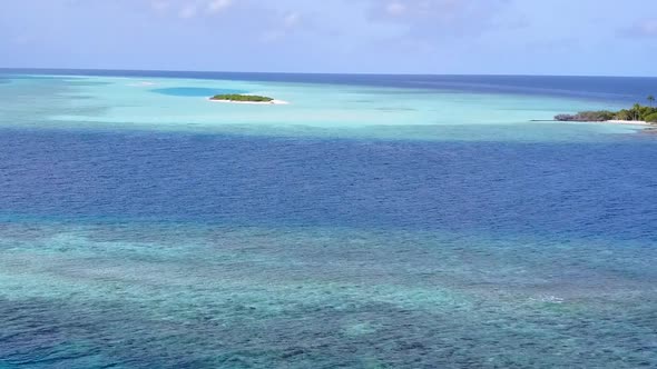 Aerial drone scenery of shore beach journey by sea with sand background