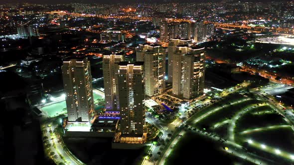 Night scape downtown Sao Paulo Brazil. Night city landscape of downtown district