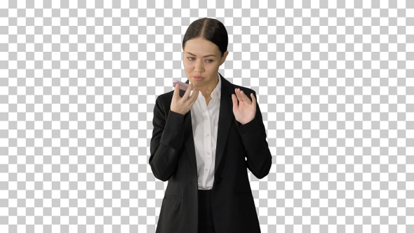 Serious Businesswoman giving tasks talking, Alpha Channel