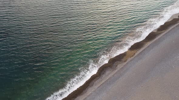 Aerial Panoramic View of Beautiful Sunset Above Sea