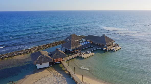 El Embarcadero restaurant in Caribbean sea with uninterrupted views; aerial