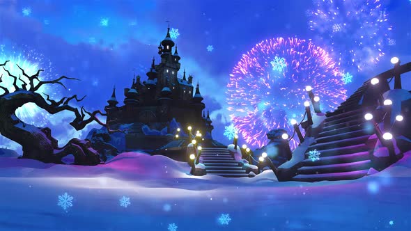 Fairytale Castle And Fireworks