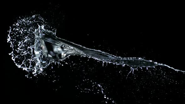 Water splash against black drop, Slow Motion
