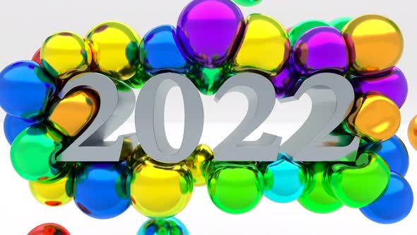 2022 New Year in 3d Style Soft Color Metal Balls