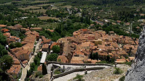 Panoramic View of the Old Town's Rooftops, Moustiers-Sainte-Marie, France