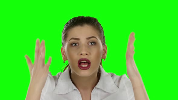 Angry Business Woman. Green Screen