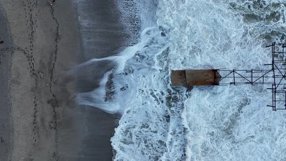 Dramatic Sea Texture  Aerial View Turkey Alanya