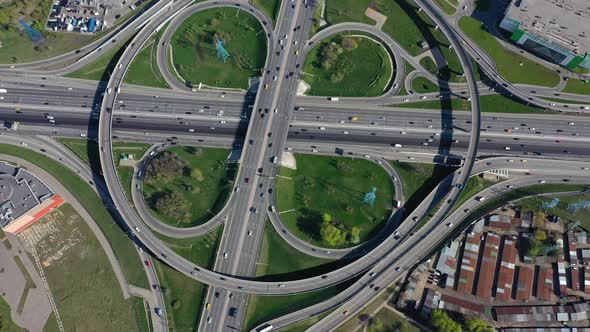 Freeway Intersection Traffic Trails in Moscow